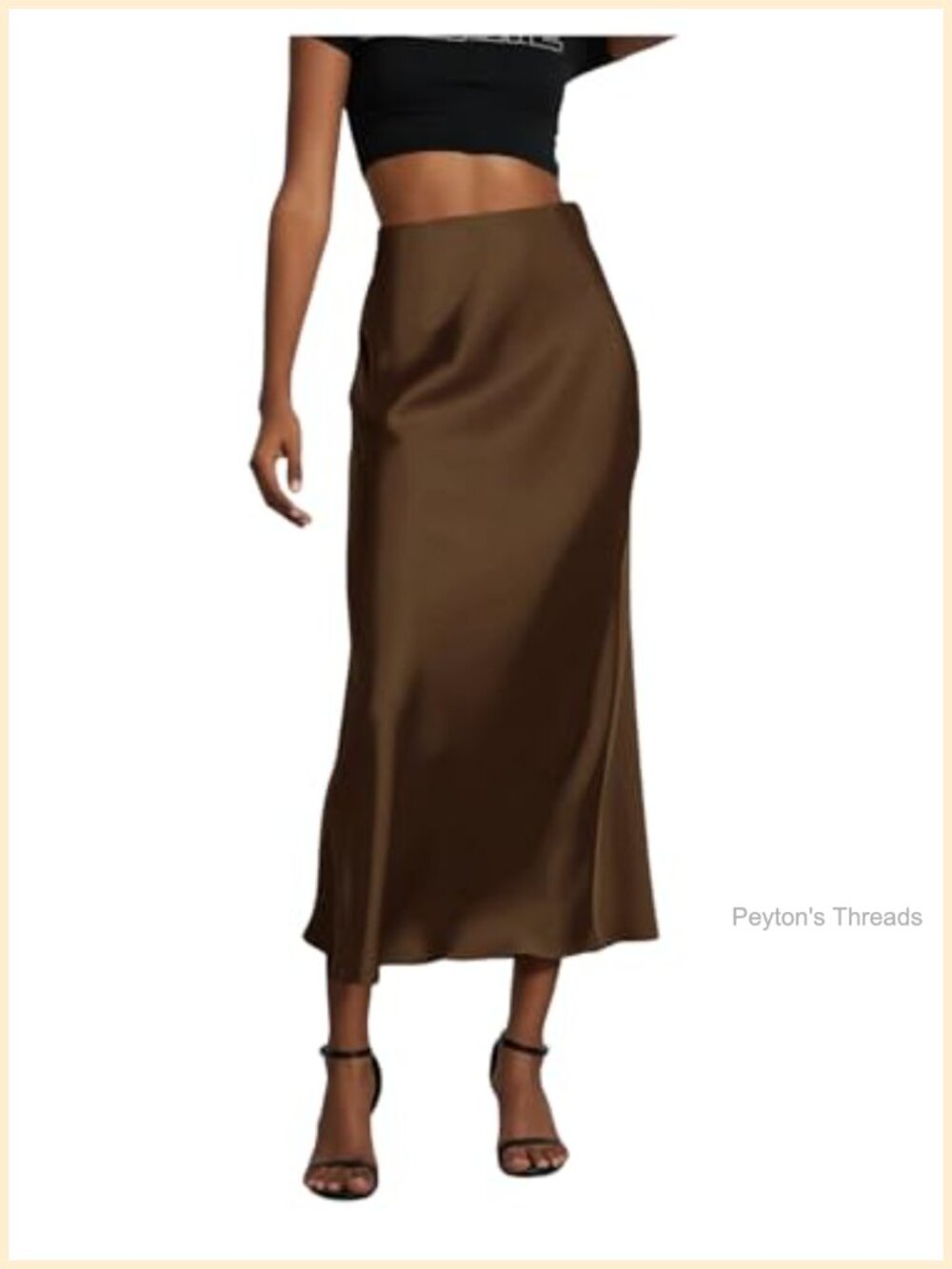 Satin Fishtail Midi Skirt High Rise Elastic Waist Elegant Work Office